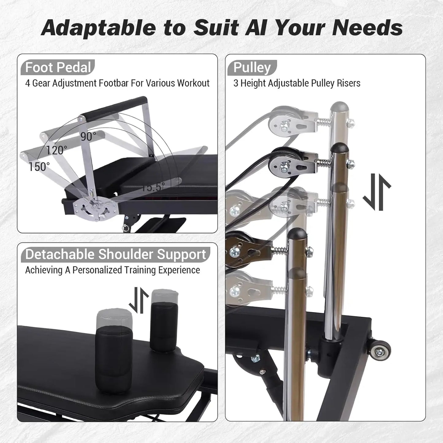 HiMISS Foldable Reformer Pilates Machine With Adjustable Resistance Levels