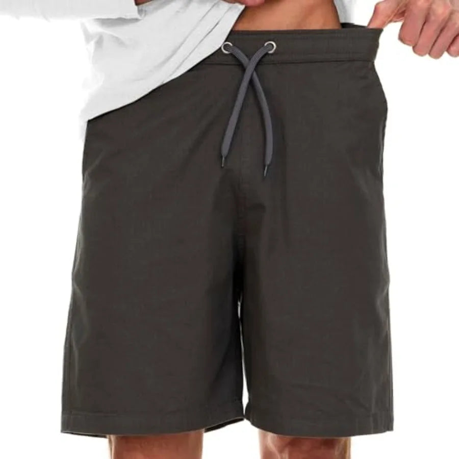 Big And Tall Men's Twill Casual Shorts With Half Elastic Waist