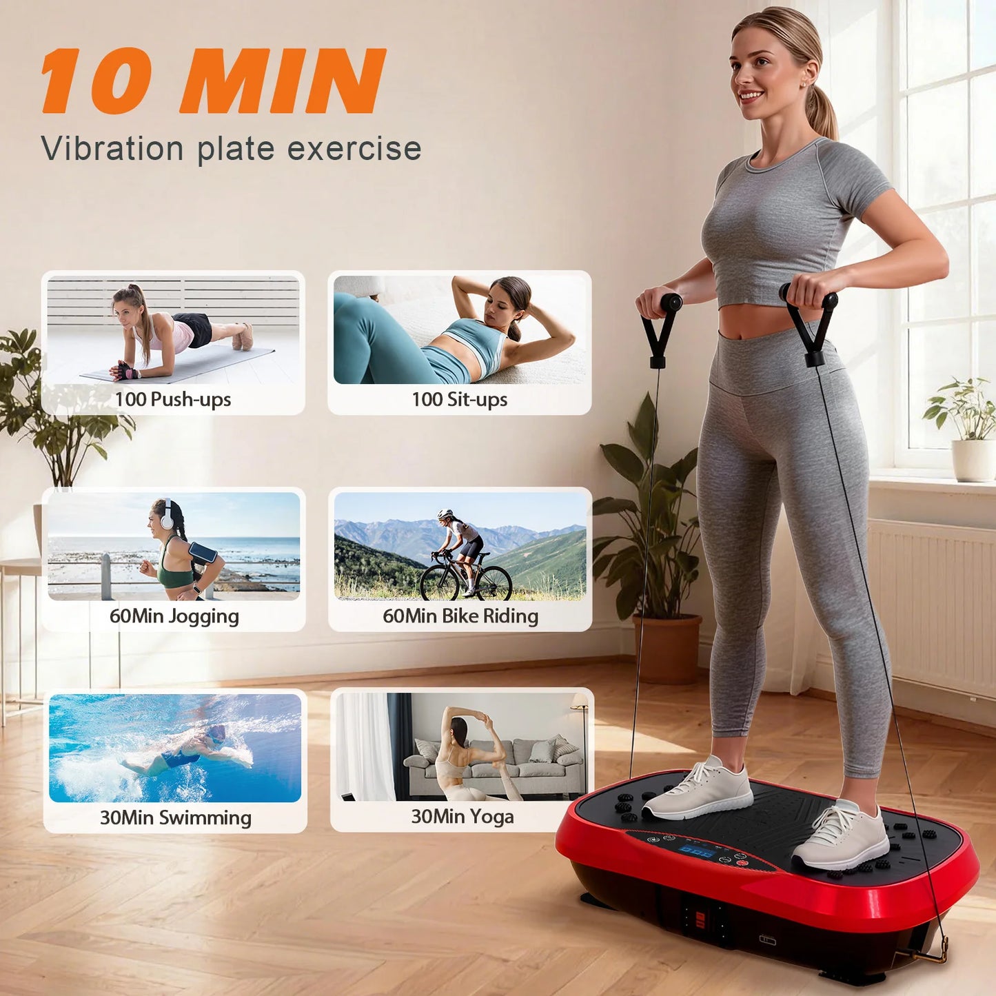 Portable Vibration Plate Full-Body Exercise Machine With Bluetooth Bands
