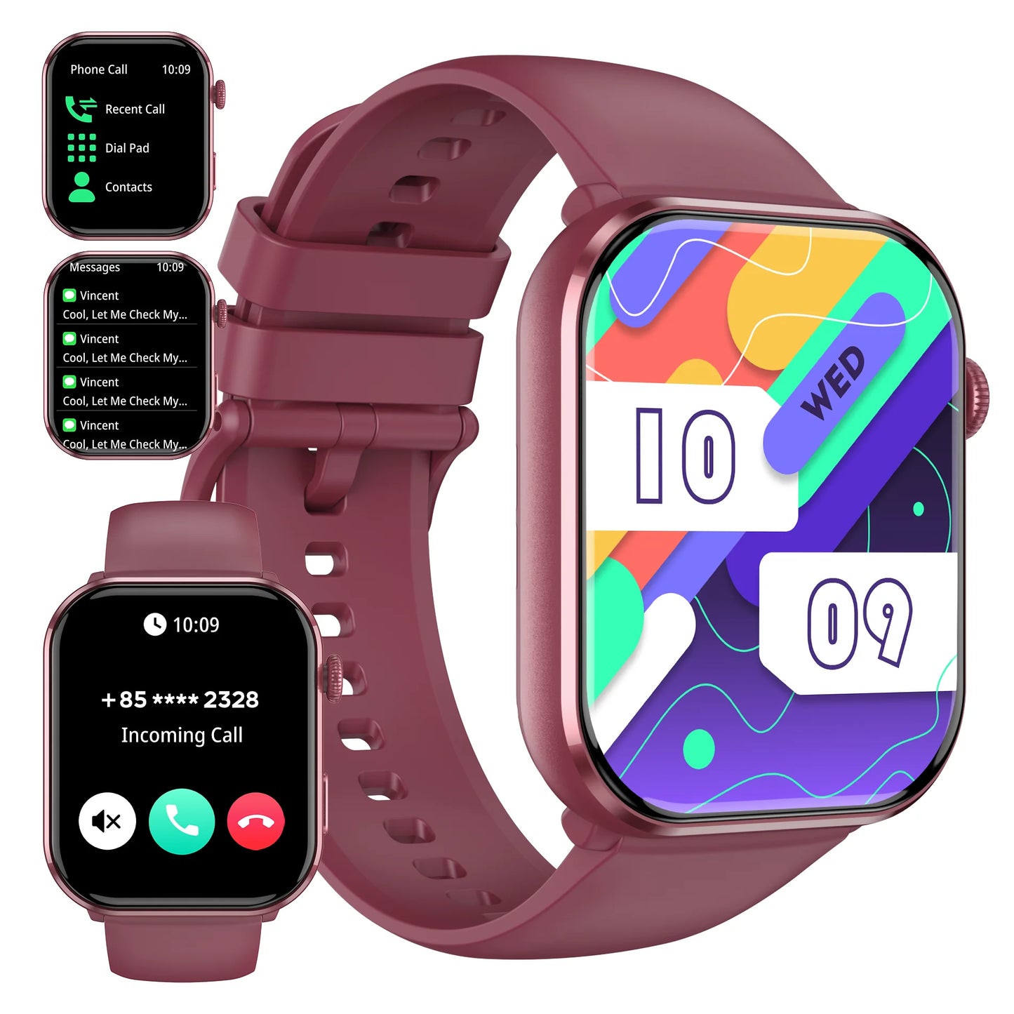 Blackview 800mAh 1.96'' AMOLED Screen R60 Bluetooth Call Smartwatch Blood Oxygen Health Monitoring for Men Women Fitness Tracker