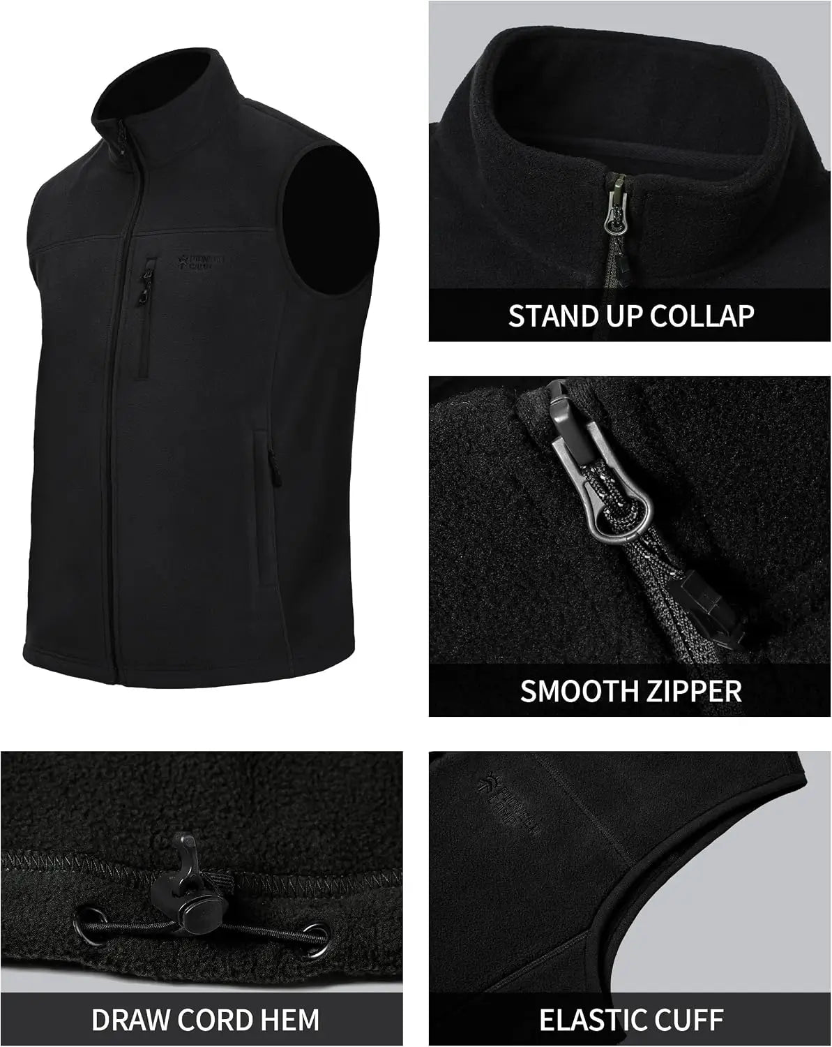 Pioneer Camp Men Lightweight Warm Polar Fleece Vest With Pockets