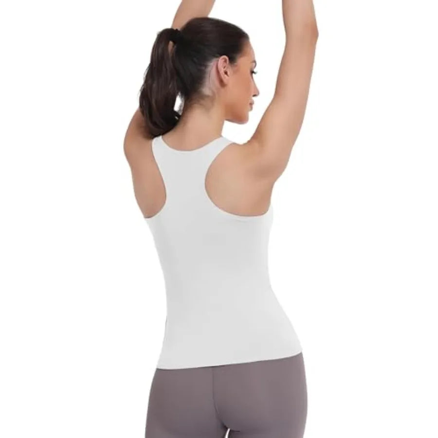 HOPLYNN 4 Pack Women's Racerback Workout Tank Top Crop Athletic Running Gym Yoga Active Sports Tops Shirts for Women