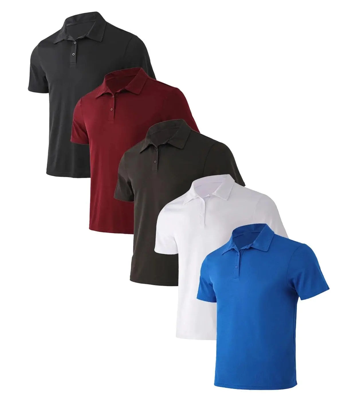 Men's Moisture-Wicking Polo Shirts Short Sleeve 5 Pack