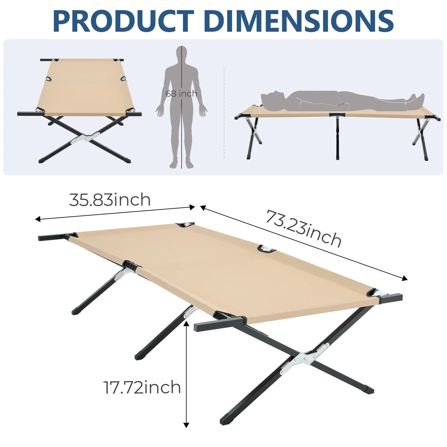JHK Portable Folding Camping Cot Lounge Chair
