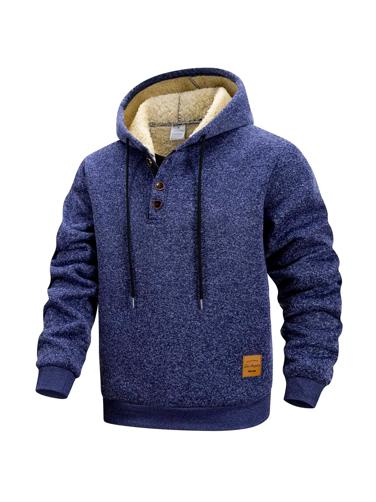 Men's Sherpa Fleece Lined Henley Hoodie Pullover Winter Sweatshirt
