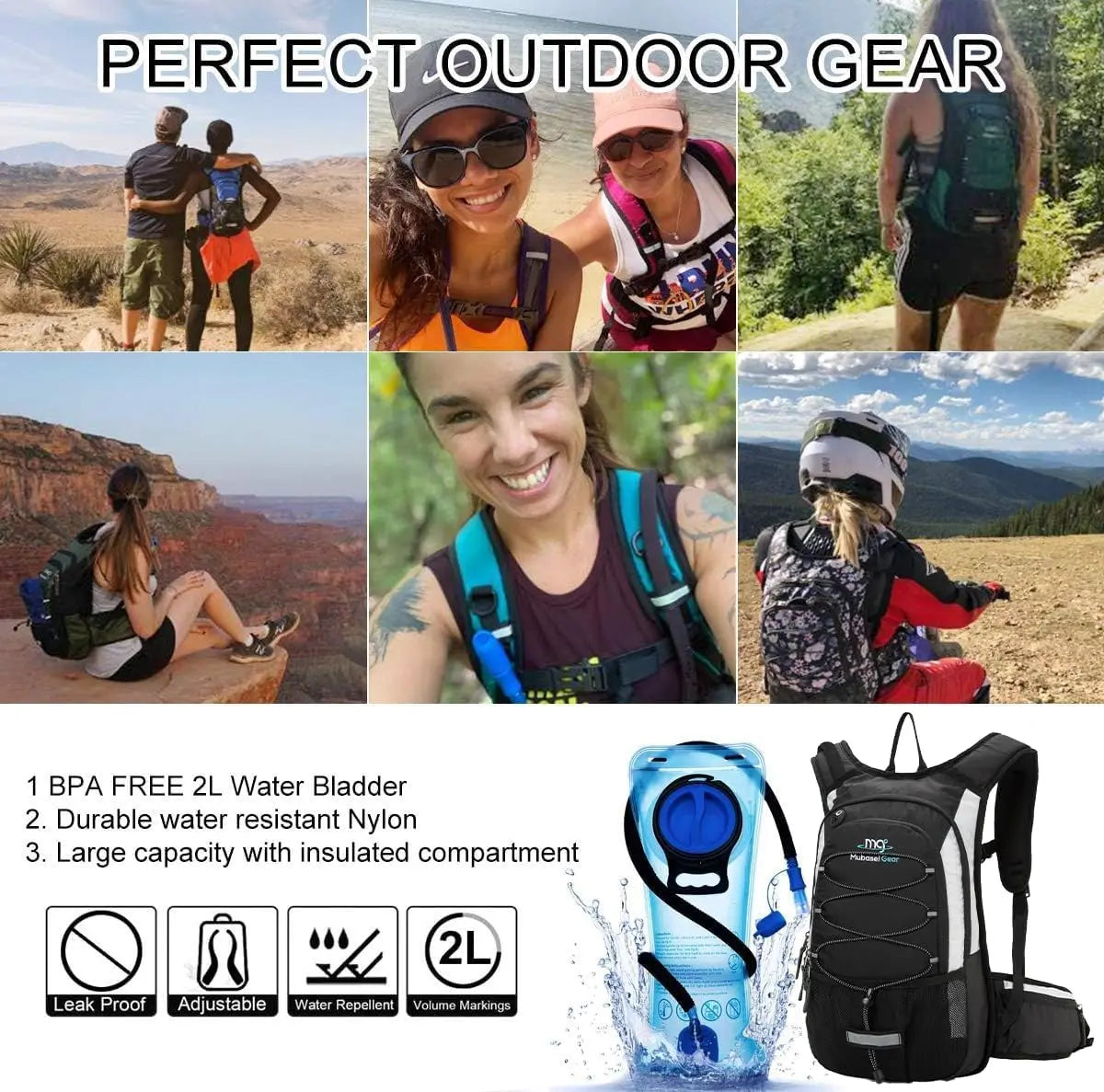 Insulated Hydration Backpack With Bladder For Hiking And Running