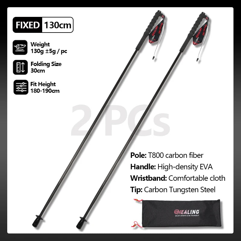 OKHEALINGCN Trekking Poles Carbon Fiber Ultra-Light 2PCS