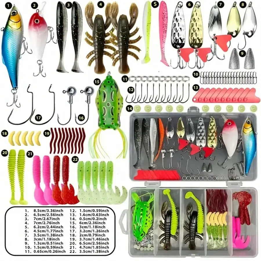 107-Piece Freshwater Lure Set Tackle Kit For Bass Trout Salmon