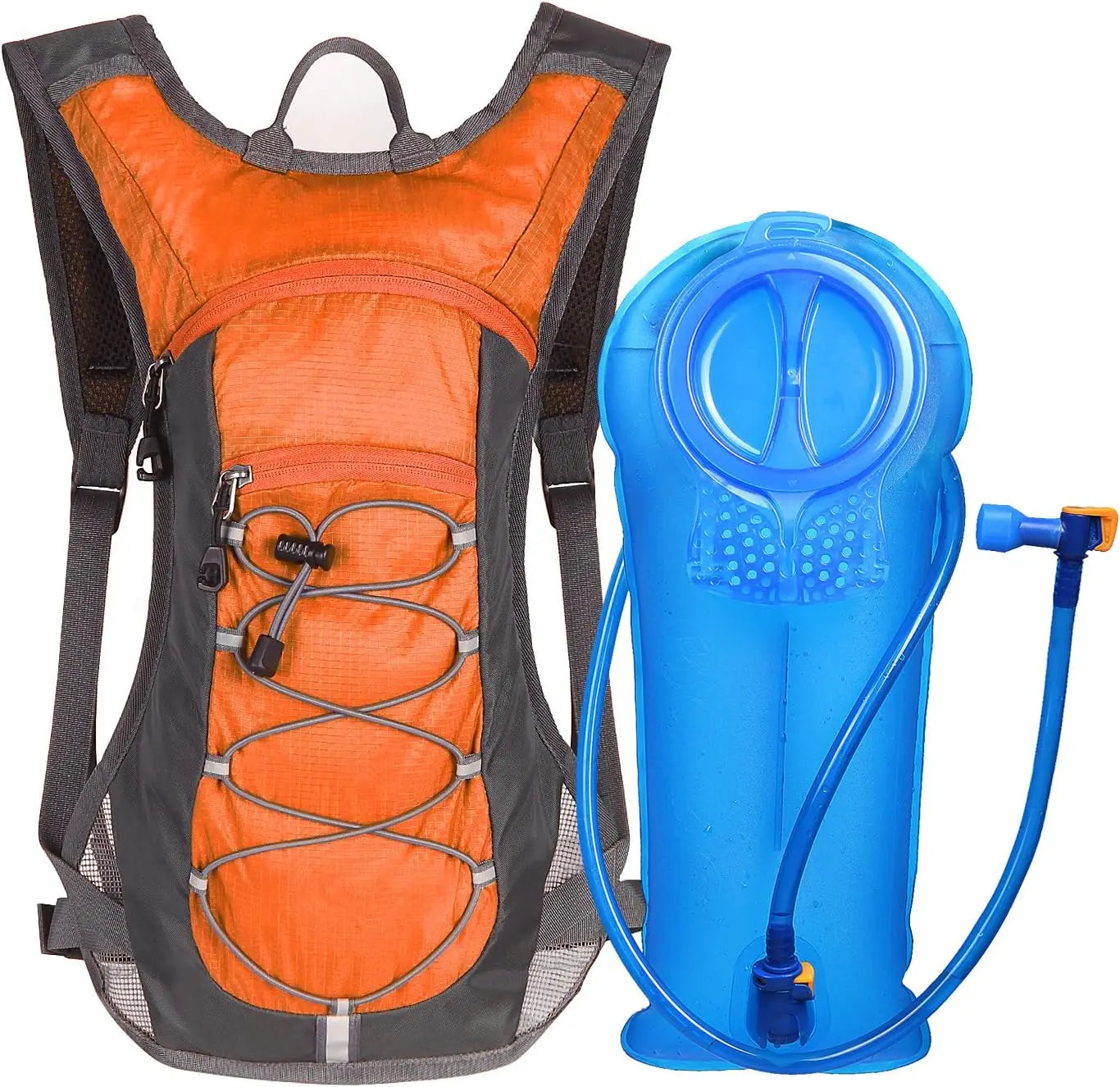 Backpack w/ 2L (70oz) Water Bladder - Perfect for Hiking, Cycling, Camping.