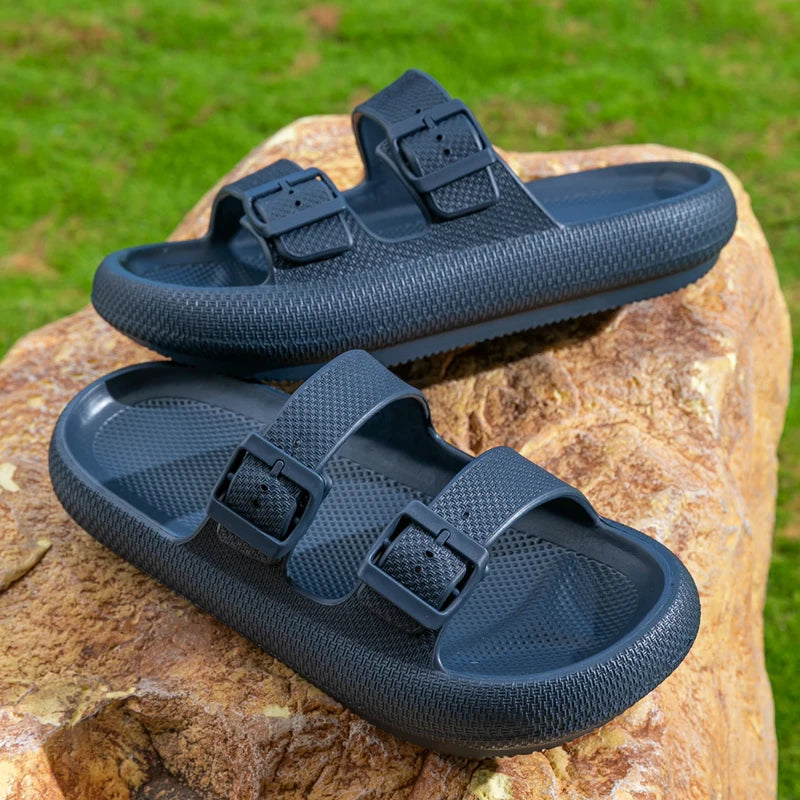 Men's Lightweight Open-Toe Slide Sandals Non-Slip Bathroom Flip Flops with Comfortable Arch Support,Trendy Casual Summer Shoes