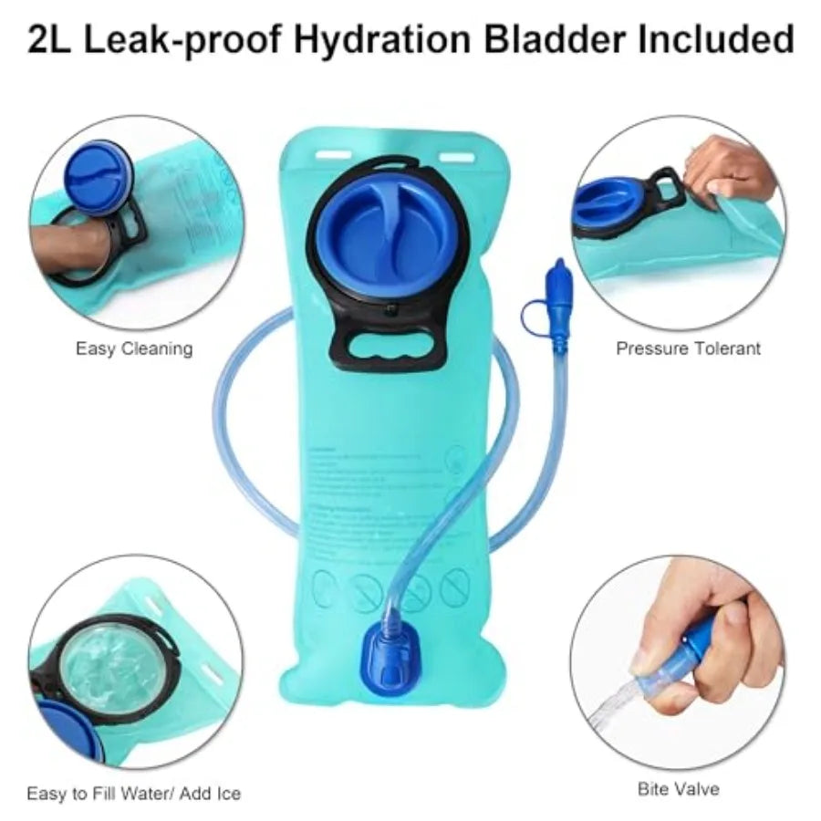 Hydration Backpack - Lightweight Hiking Water Backpack with 2L Water Bladder, Running Hydration Vest Backpack for Men Women, Hy
