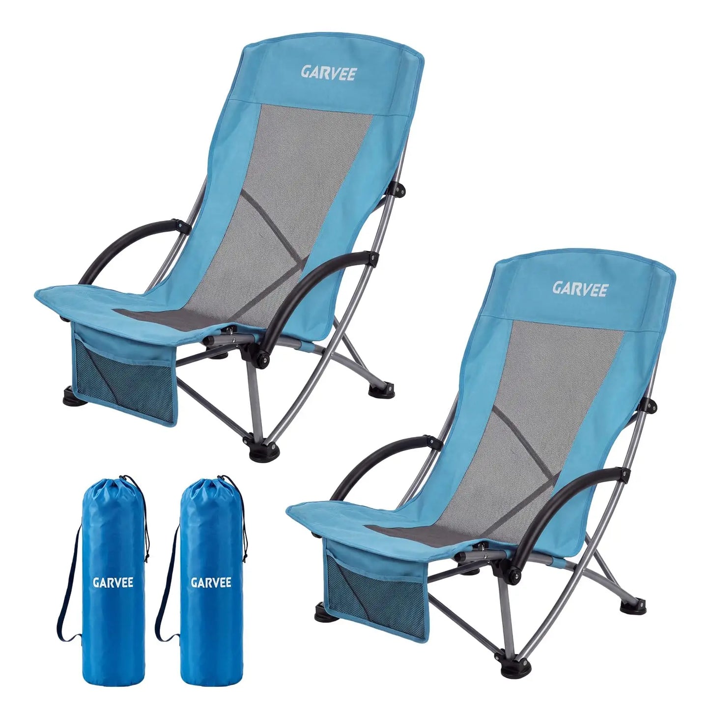 HiMISS High Back Beach Chair Folding With Cup Holder