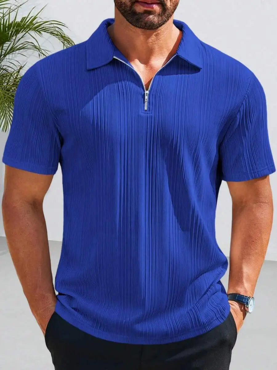 Men's Short Sleeve Textured Quarter Zip Casual Golf Top