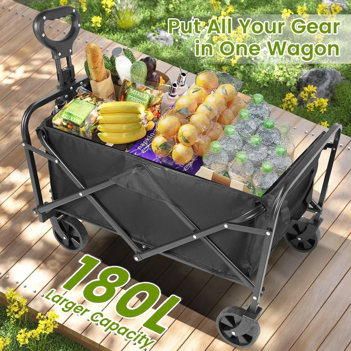 Heavy Duty Wagon Cart Foldable All Terrain Wheels Utility Wagon