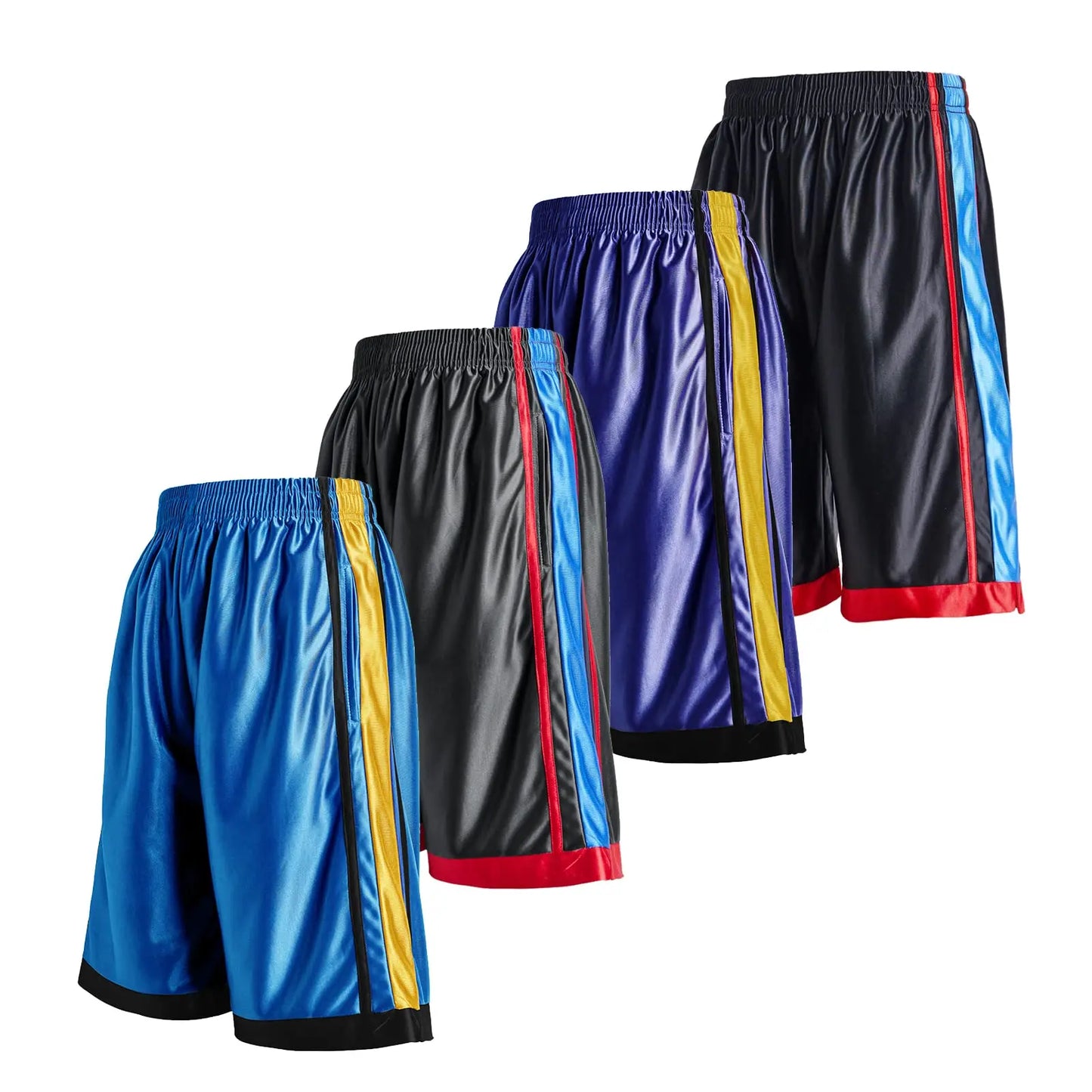 4 Pack Men's Basketball Shorts Quick Dry With Deep Pockets Elastic Waistband