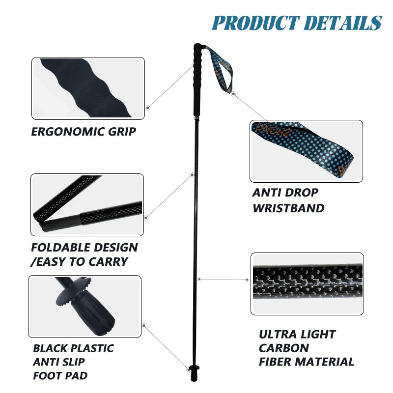 OKHEALING Carbon Fiber Trekking Poles Telescopic Hiking Sticks