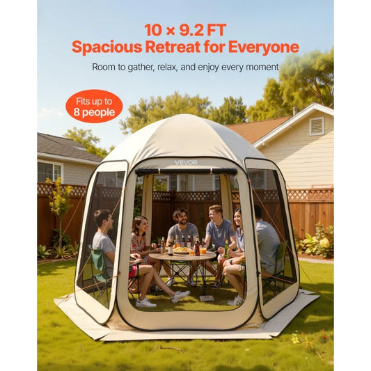 Screen House Tent Pop Up Canopy With Netting Sides