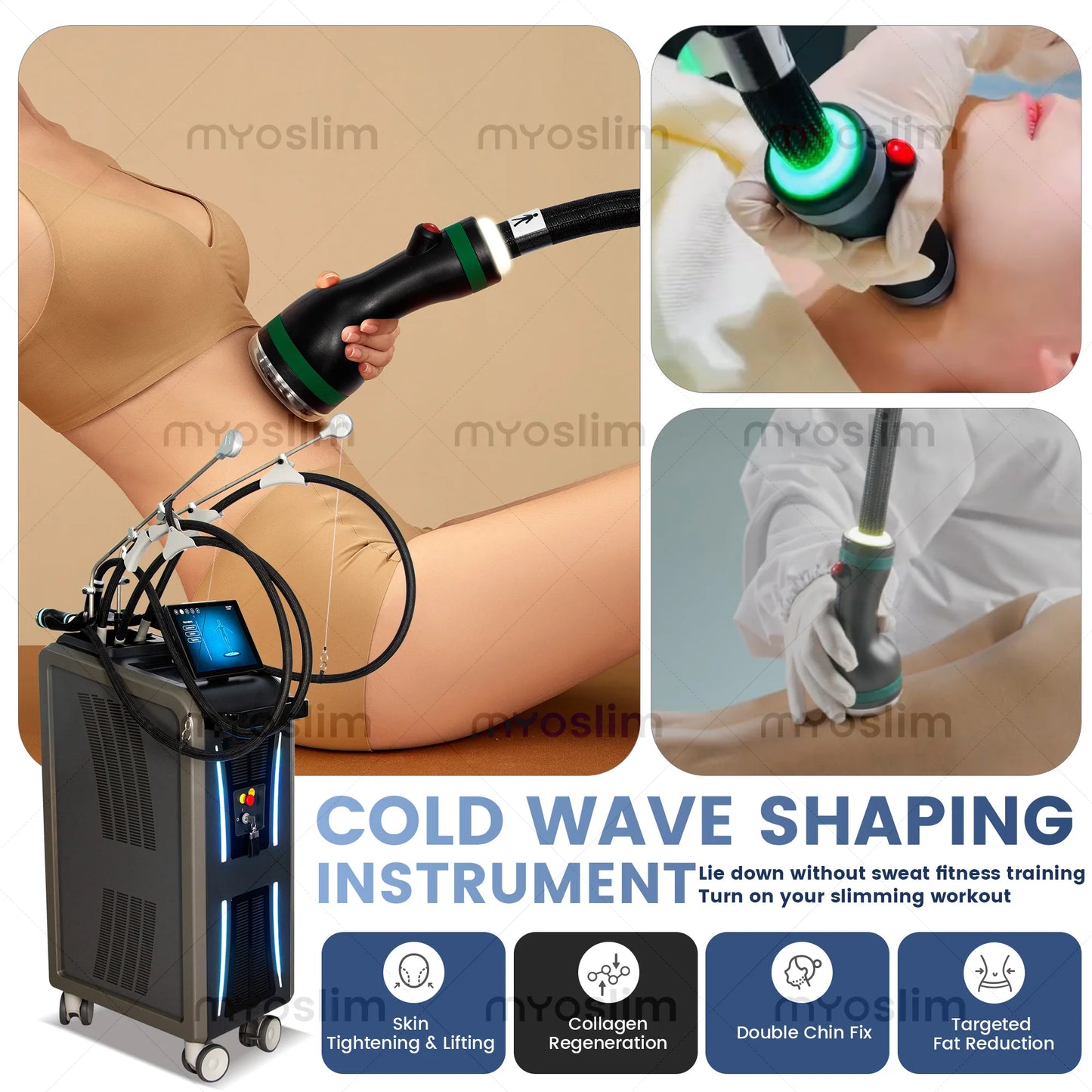 3-in-1 Professional Ice Microwave Slimming Device Uses Freezing Waves for Massage and Shaping Removing fat and Firming the Skin