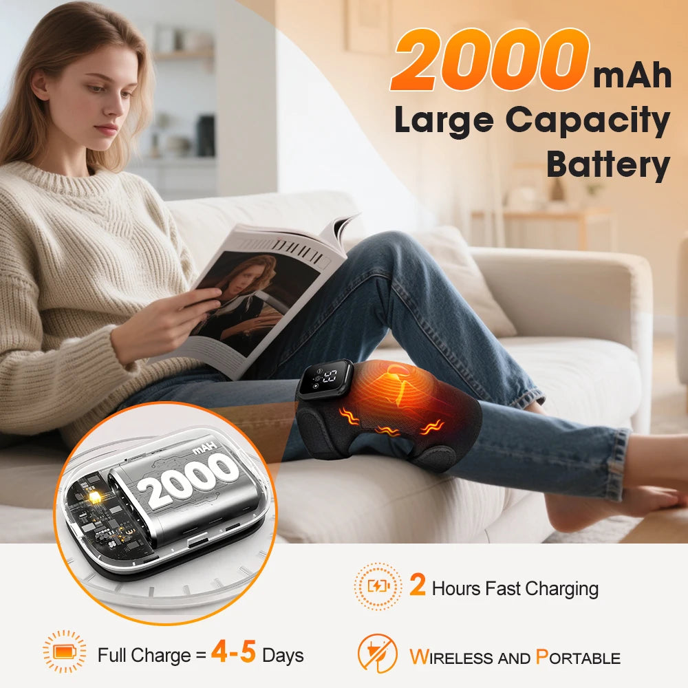 Electric Cordless Knee Massager With Heat And Vibration Knee Pad Brace For Sports Recovery Joint Support Extended Version