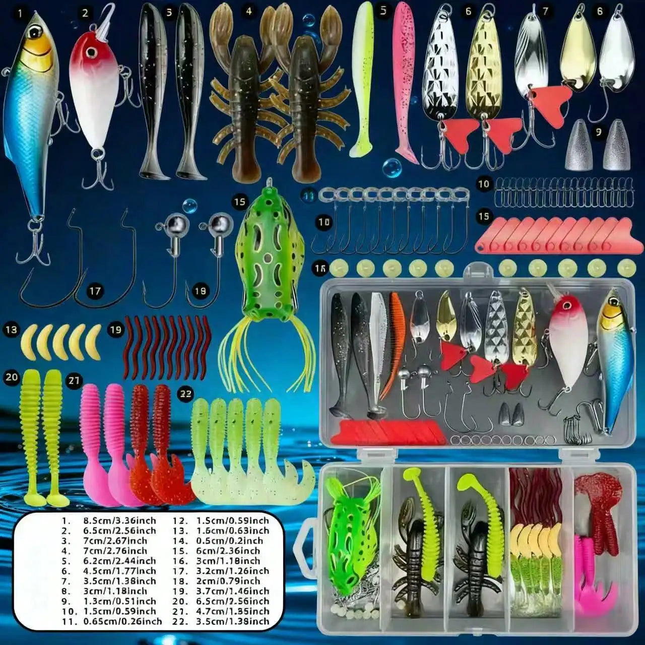 107-Piece Freshwater Lure Set Tackle Kit For Bass Trout Salmon
