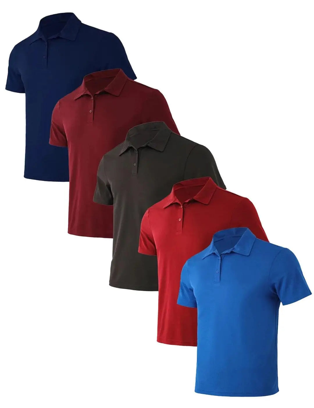 Men's Moisture-Wicking Polo Shirts Short Sleeve 5 Pack
