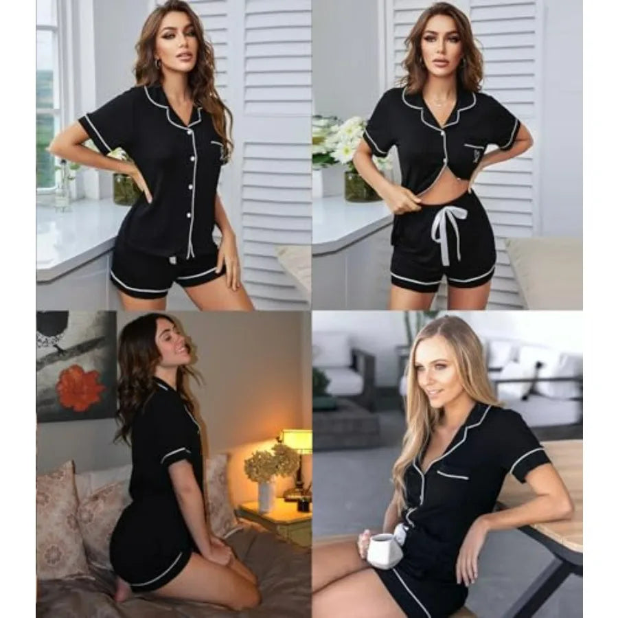 Women's Button Down Pajama Set Silk Microfiber Sleepwear