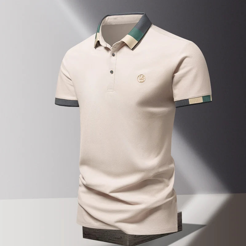 POLO shirt men's summer fashion ice silk quick drying short sleeved T-shirt solid color loose business collar pure cotton top