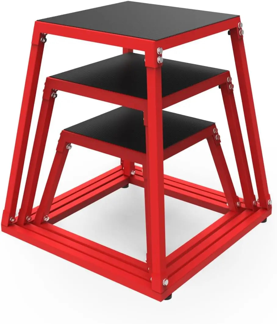 Garvee 12/18 /24 Inch Single Jumping Box Red, Plyo Box Jump Platforms for Men and Women for Home Gym