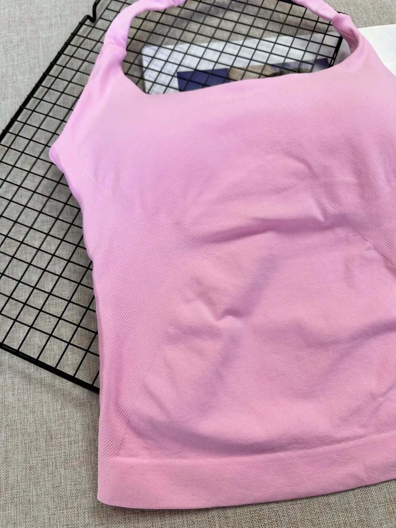 Seamless Long Camisole Sports Tank Top Built-In Removable Bra