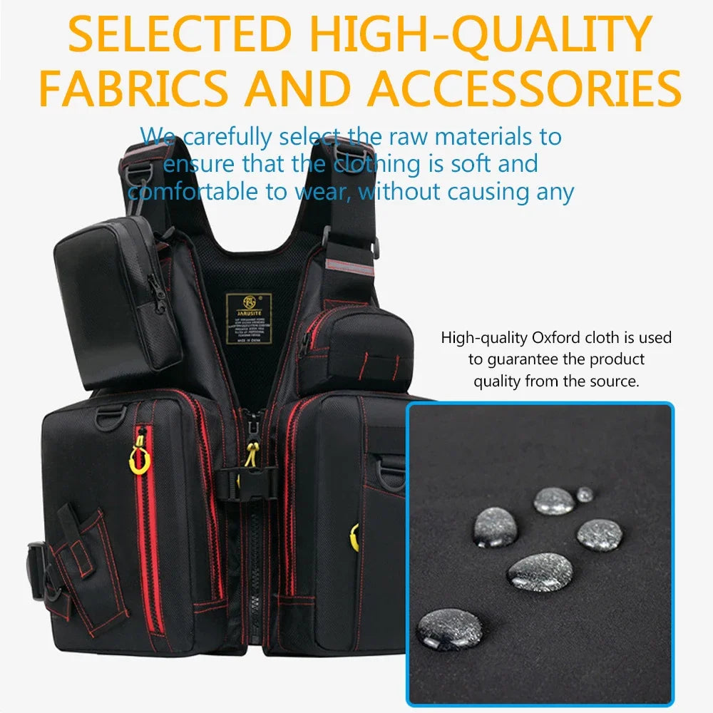 NONECN Outdoor Fishing Life Jacket Vest With Pockets Buoyant Material