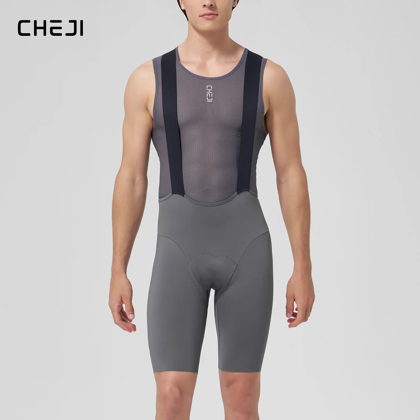 Cheji Mens Cycling Bib Shorts Seamless Breathable Quick Drying
