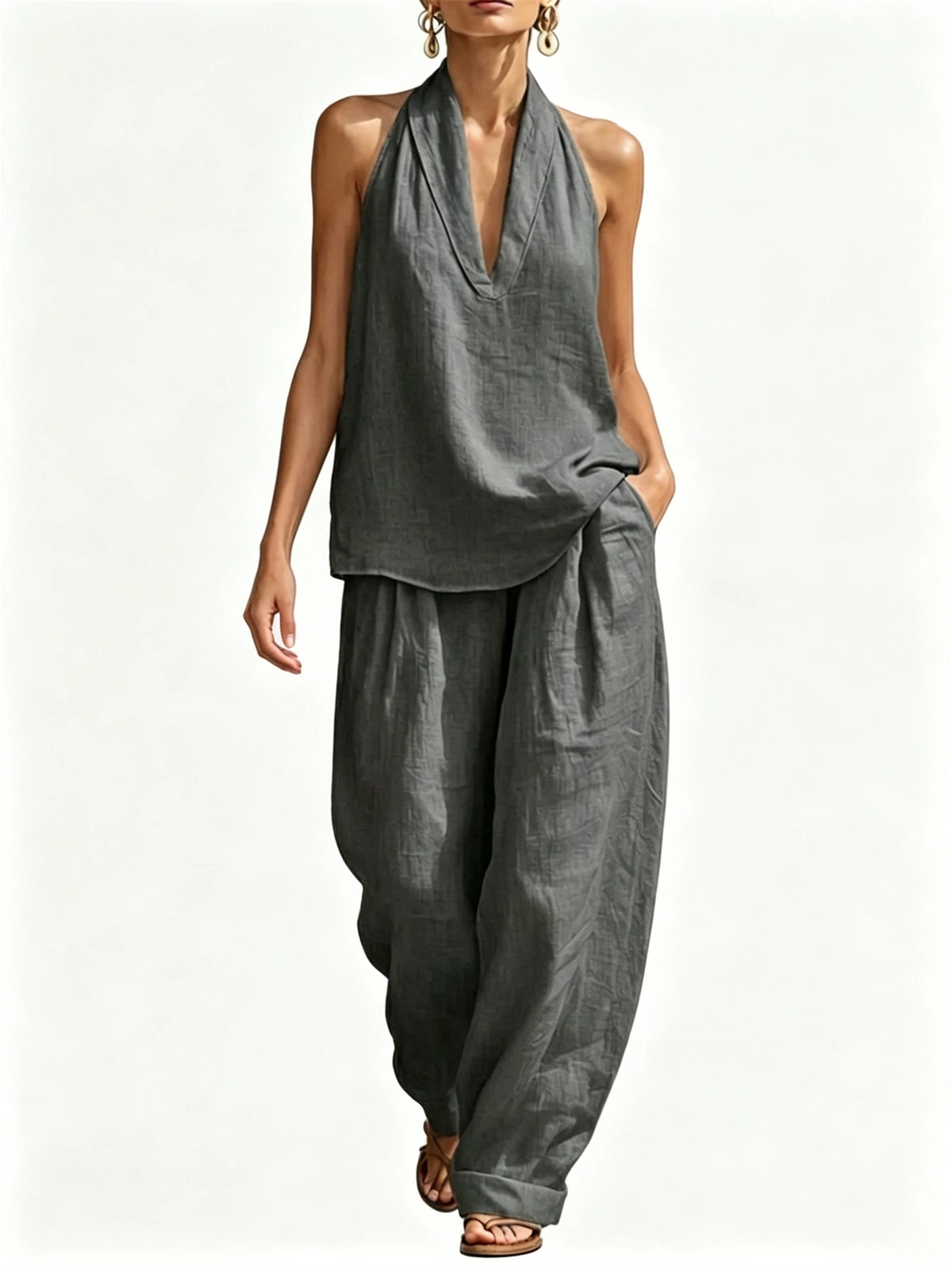 Women Oversized Two Piece Casual Top And Pants Summer Set