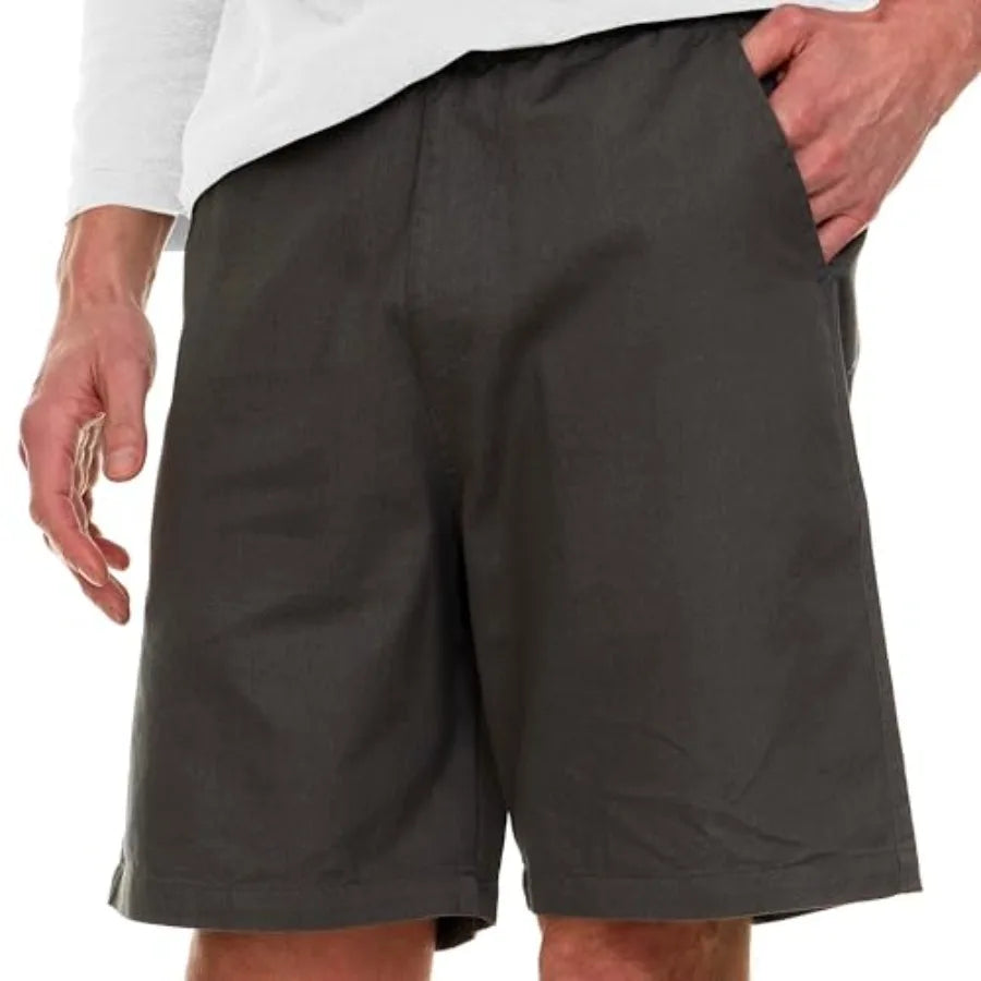 Big And Tall Men's Twill Casual Shorts With Half Elastic Waist