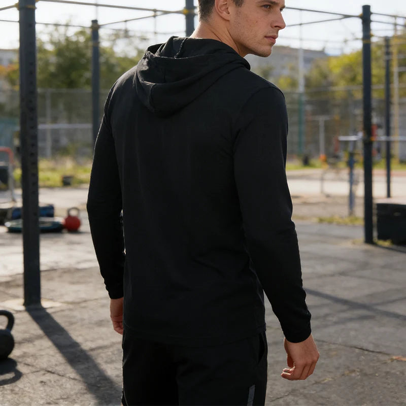 Men's Quick Dry Hooded Long Sleeve Polyester Shirt