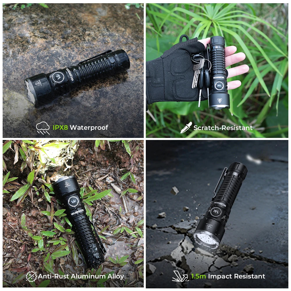 Wurkkos TS28 EDC Flashlight 3200 lm Rechargeable 21700 Battery 506m Beam Distance Magnetic Tail Cap Self-Defense Flashlight