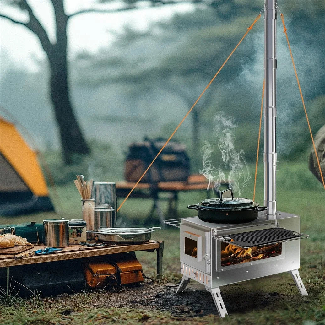 Hot Tent Stove Unho Wood Burning Portable Chimney Pipes