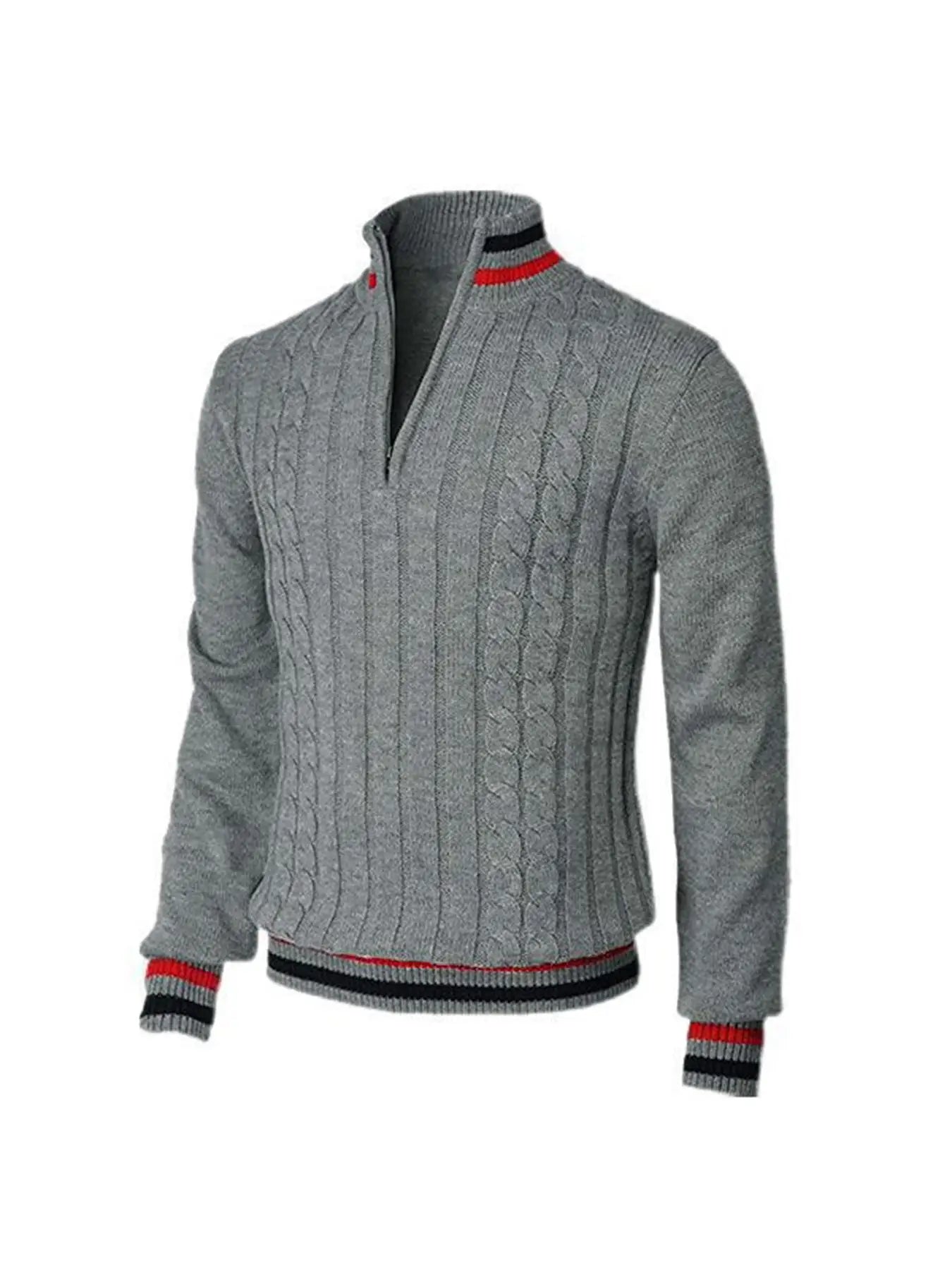 Thickened version2025 Autumn and Winter Men's Quarter-Zip Sweater Pure Cotton Mock Neck Knit Long Sleeve Pullover Sweater 560G