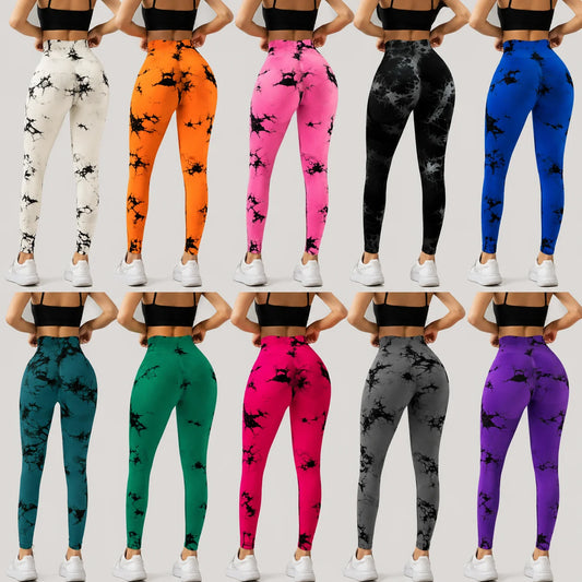 Fashionable Tie Dye High Waist Yoga Pants Women Stretchy Soft