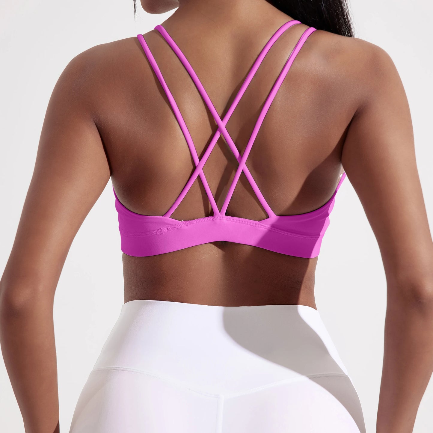Women's Breathable Sports Bra With Chest Pad And Cross Detail