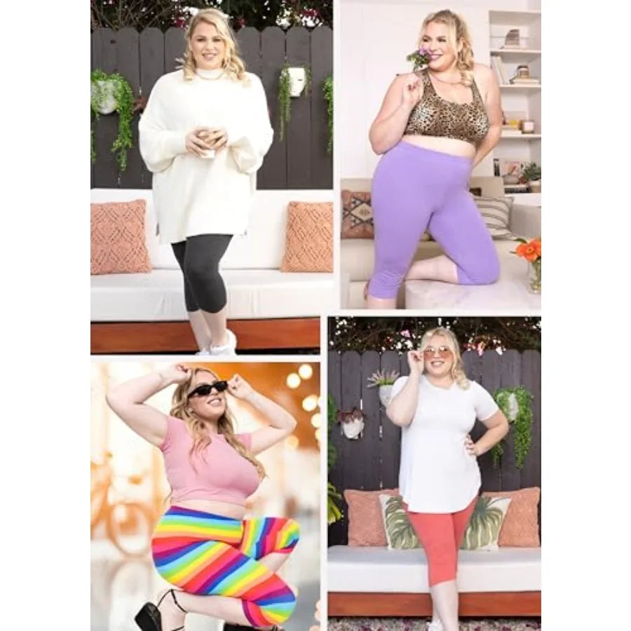 Women's Capri Leggings Cotton and Ankle Leggings for Women Plus Size Stretch Summer Lightweight Pants