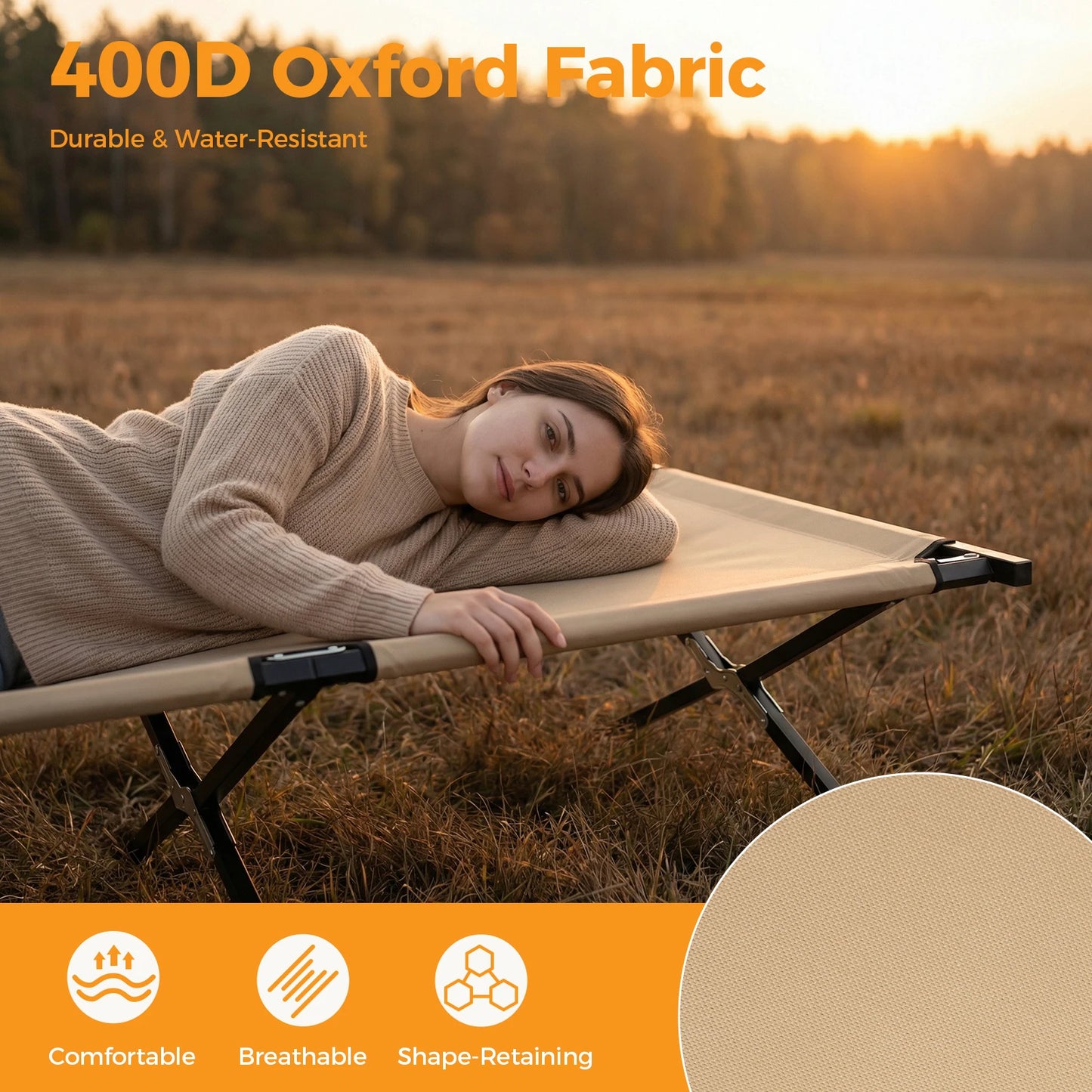 JHK Portable Folding Camping Cot Lounge Chair