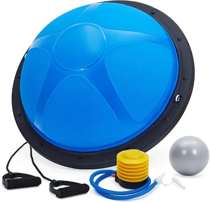 Half Exercise Ball Balance Trainer With Non Slip Base And Bands