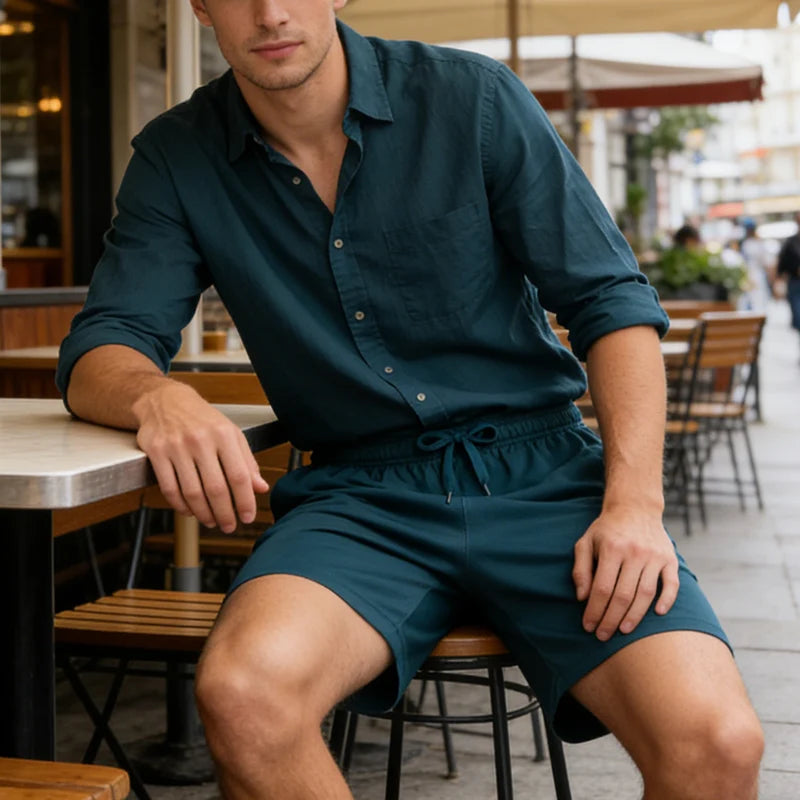5-piece men's casual shorts with drawstring waistband, breathable fabric, available in multiple colors - ideal choice for summer