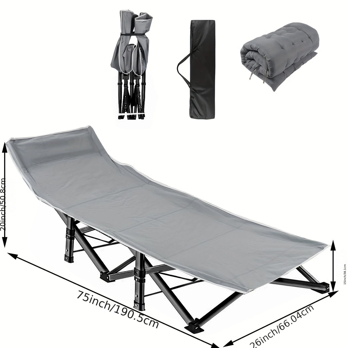 Aoran Heavy Duty Folding Camping Cot With Portable Mattress