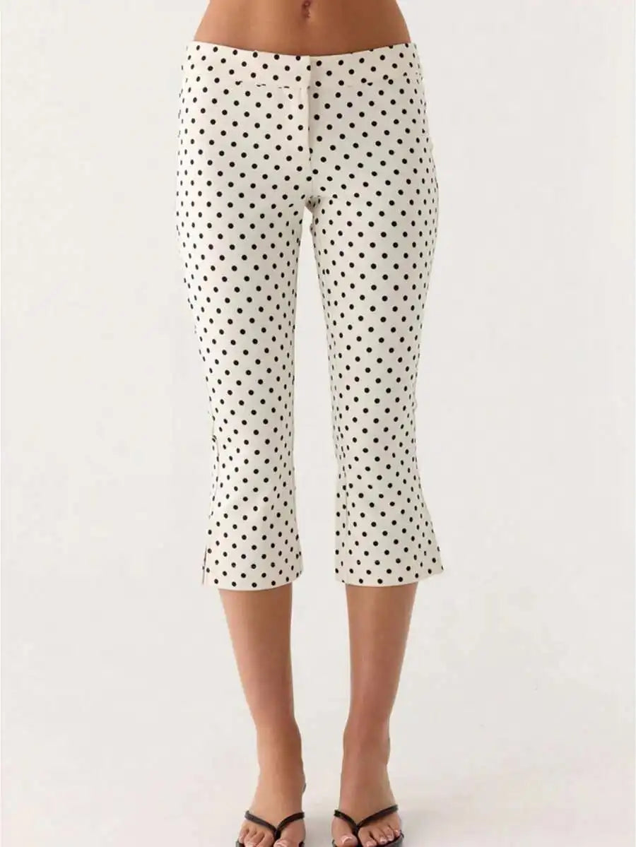 Women Low Rise Capri Pants Solid Slim Fit Cropped Trousers Cotton Blend Casual