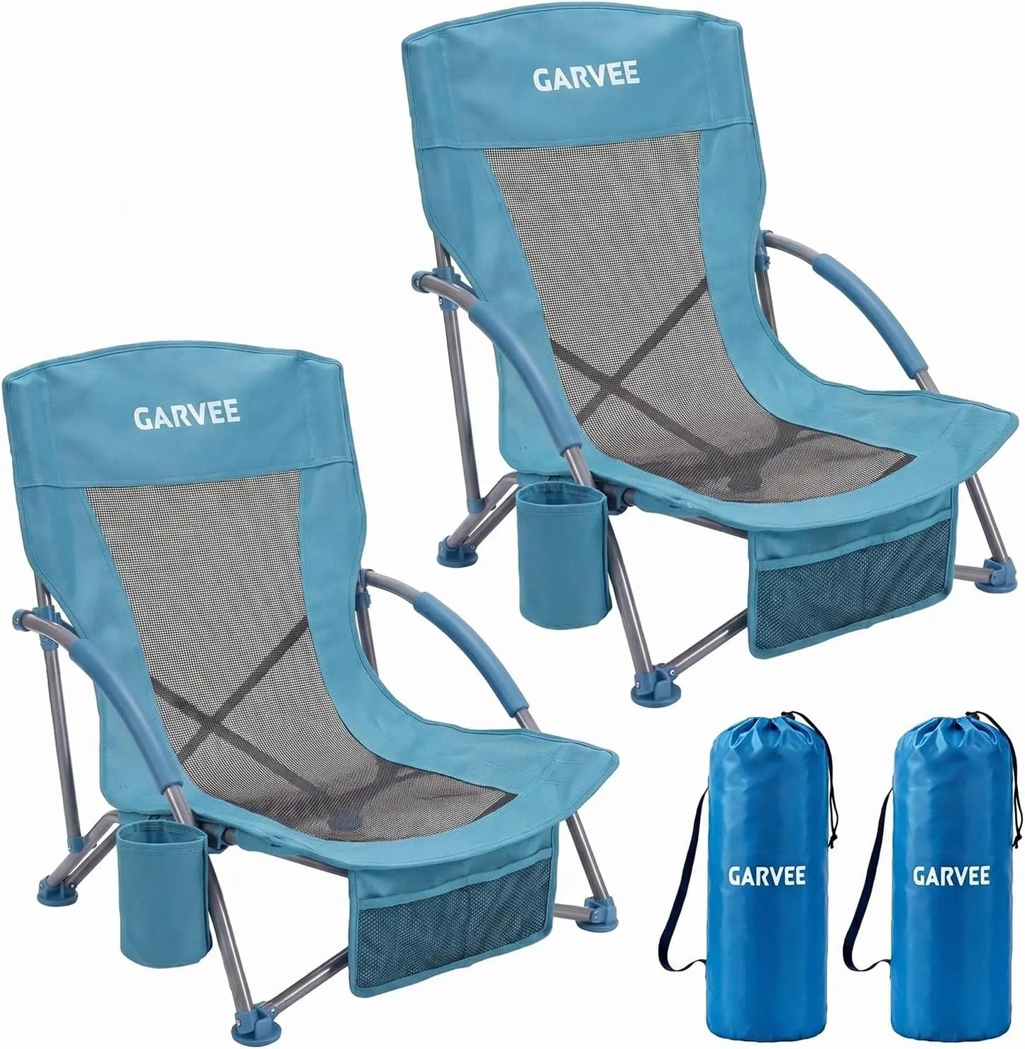 HiMISS High Back Beach Chair Folding With Cup Holder