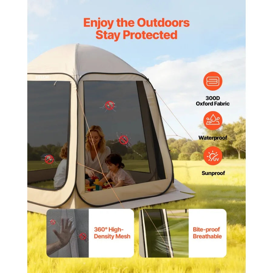 Screen House Tent Pop Up Canopy With Netting Sides