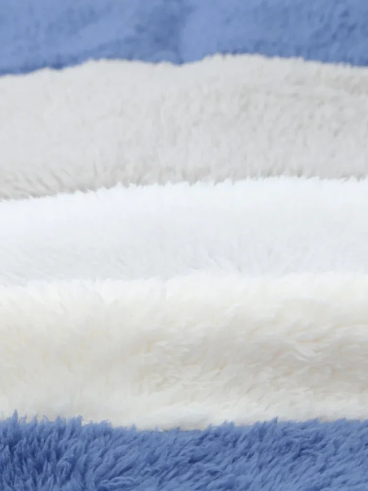 Womens Thick Fleece Hooded Patchwork Winter Casual Coat