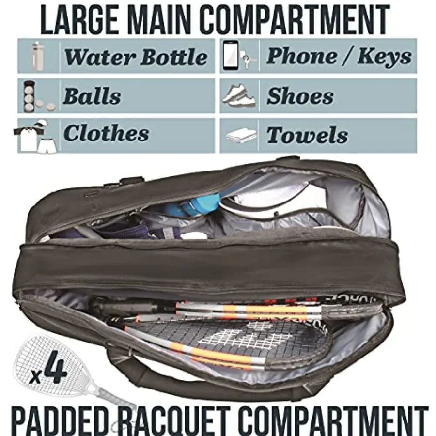 Tennis Bag and Racketball Bag - Tennis Bags for Women and Men to Hold Tennis Racket, Racquetball Racket, Pickleball Paddles and
