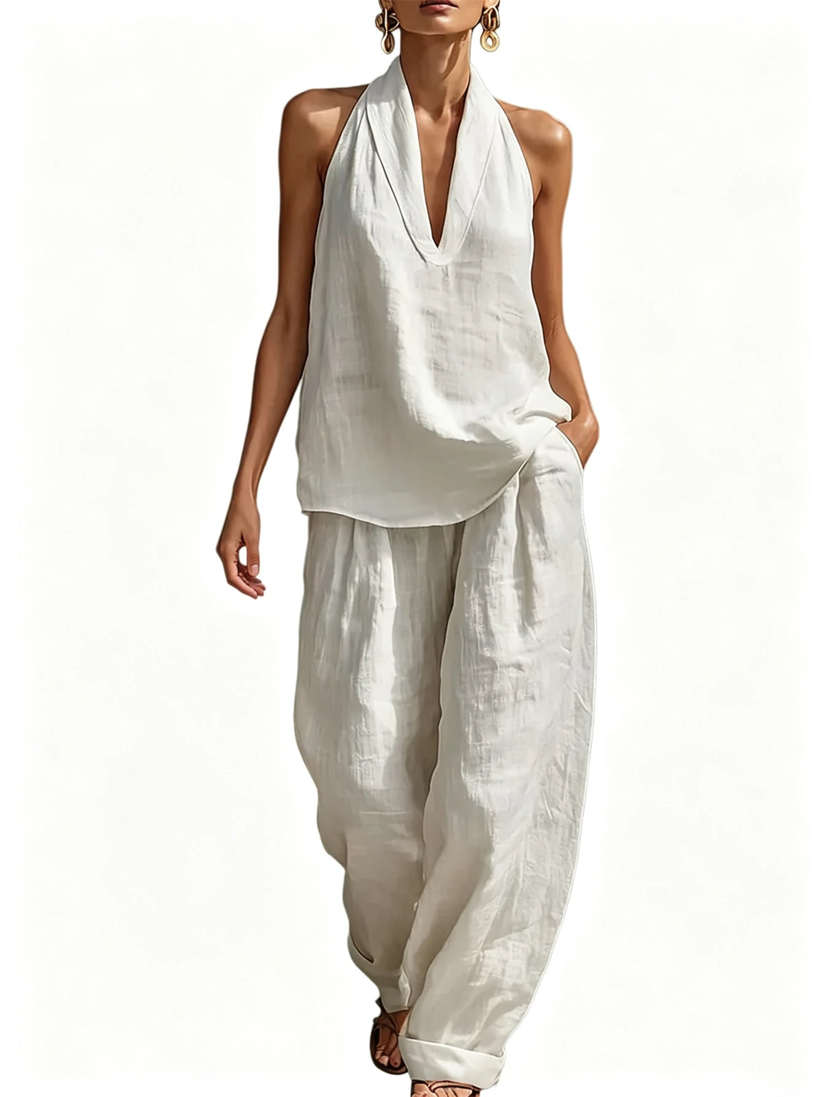 Women Oversized Two Piece Casual Top And Pants Summer Set